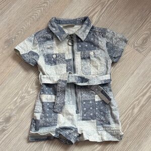 Kith Toddler Short Sleeve Patchwork Bandana Romper mint condition